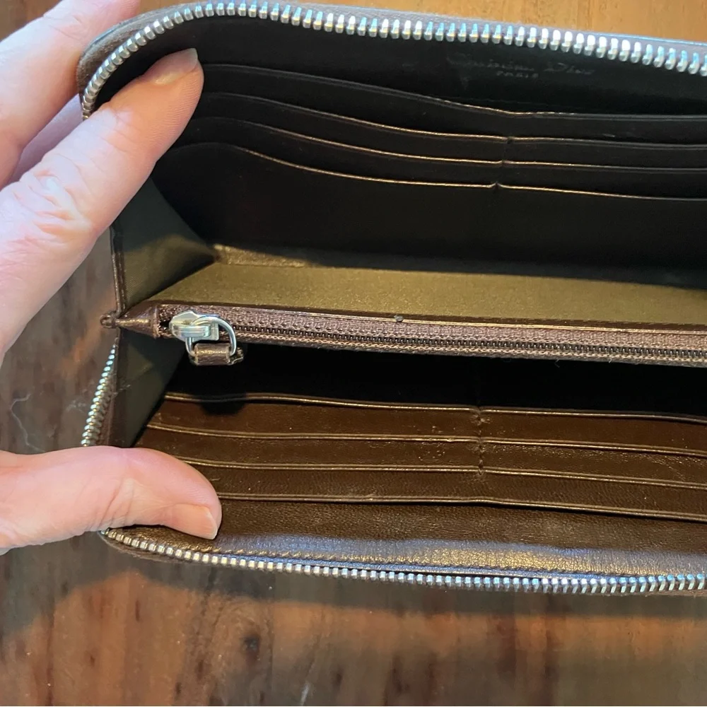 Dior Embossed Leather Wallet in Rich Brown - Picture 6 of 10